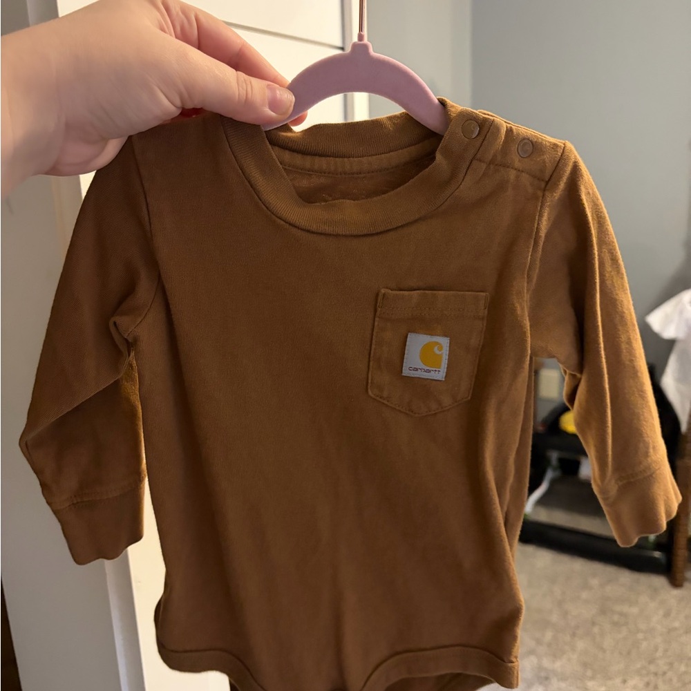 Carhartt Tan Kids Long Sleeve Bodysuit